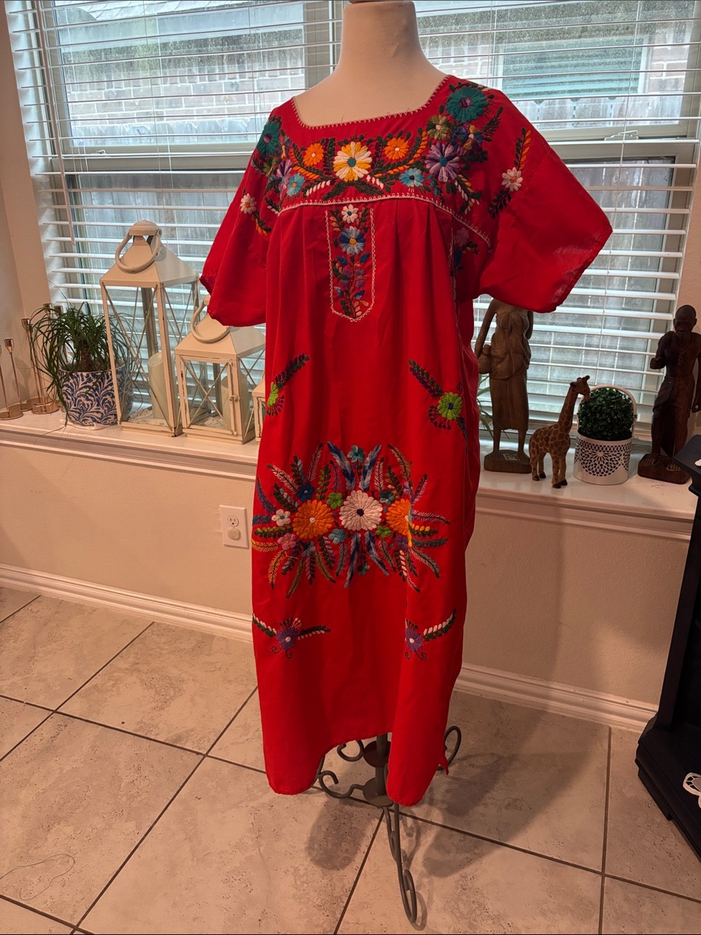 Women’s reddish orange Embroidered Floral Dress